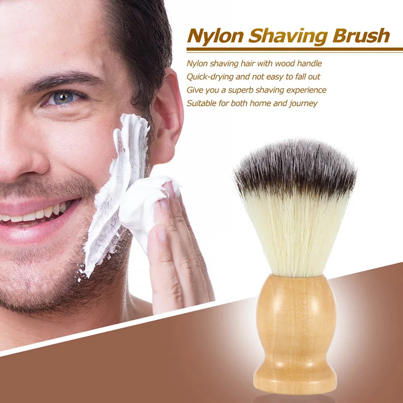Nylon shaving brush Professional men beard cleaner Wooden handle