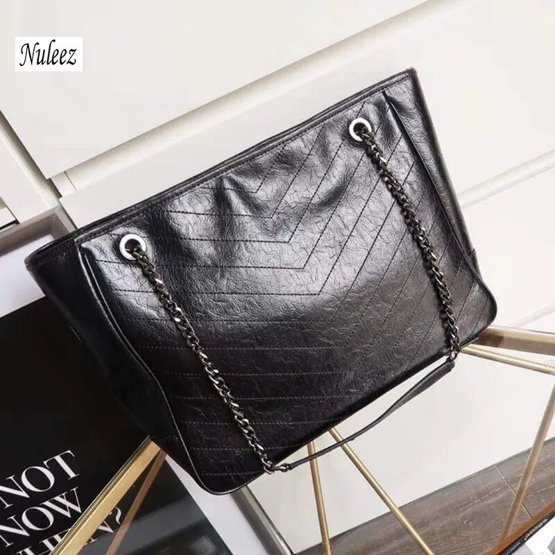 Nuleez echt lederen tote-bag Niki vrouwen olie koeienhuid handtas dames mode V lijnen grote boodschappentas 2019 nieuwe Nuleez echt lederen tote-bag Niki vrouwen olie koeienhuid handtas dames mode V lijnen grote boodschappentas 2019 nieuwe