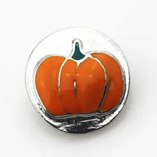 New 20pcs/lot metal enamel halloween pumpkins ginger snap buttons djiy jewelry for 18mm snap bracelet pendant
