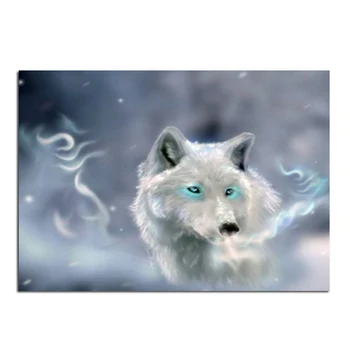 

White Wolf 70x50cm New 100% Full Area Highlight Diamond Needlework Diy Diamond Painting Kit 3D Diamond Cross Stitch Embroidery