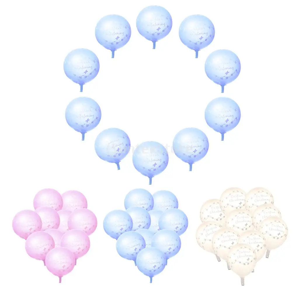 

10pcs On Your Christening Latex Balloons Party Decorations Pink Blue Silver 3 Colors
