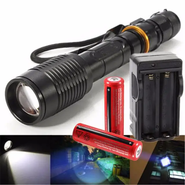 

skywolfeye 2X 3000Lumen XML T6 Zoom LED Flashlight Rechargeable 18650 Battery Charger 6.14