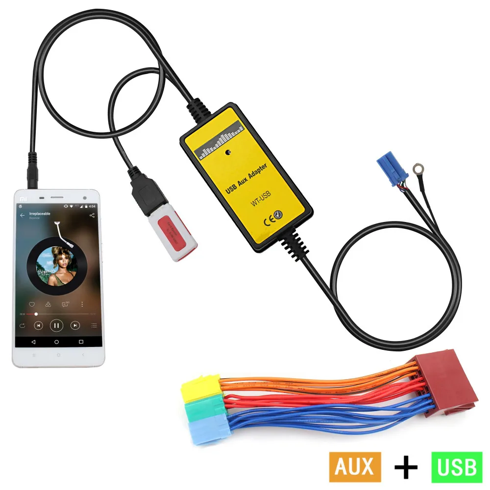 Автомобильный mp3 плеер 3 5 мм вспомогательный TF SD авто AUX USB адаптер с кабелем для Audi