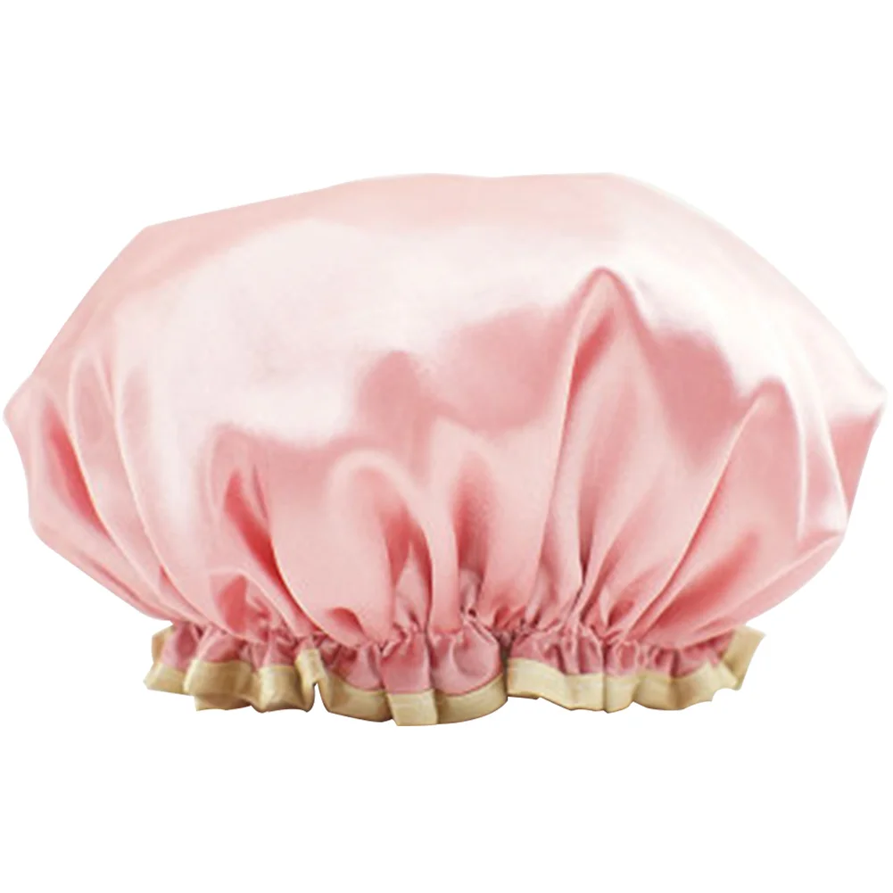 Атласная шапочка для душа многоразовая Ванна эластичная лента спа водонепроницаемый путешествия - Цвет: pink