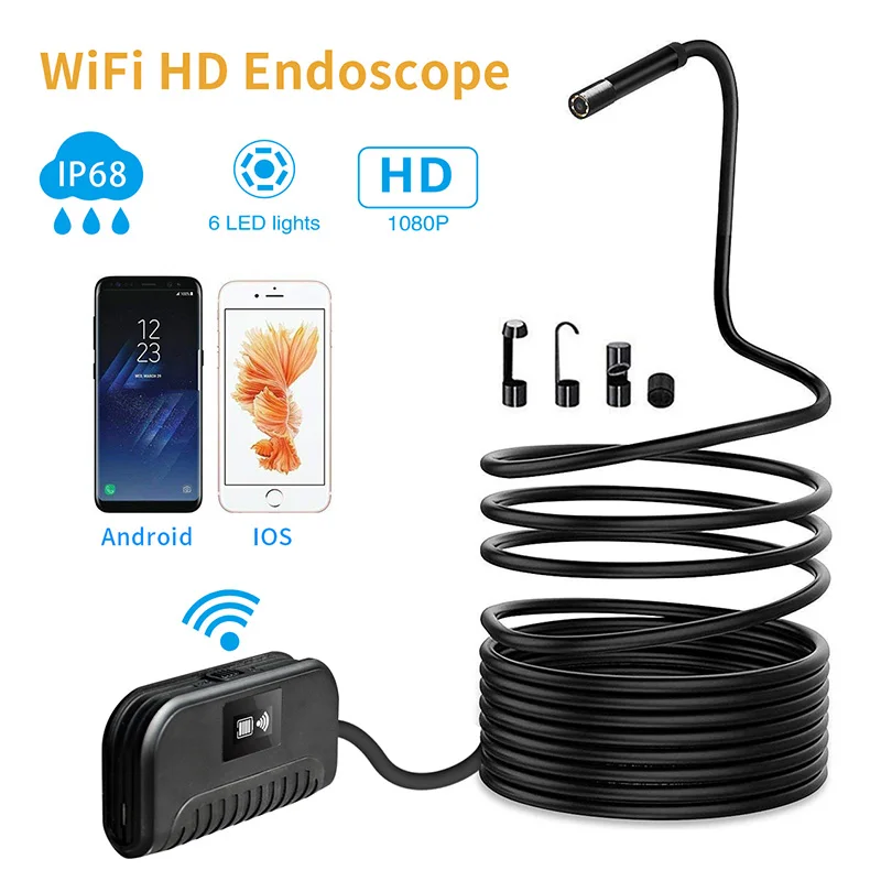

2.0MP Semi-Rigid WIFI Endoscope Camera Mini IP68 Waterproof Inspection Camera 8mm USB Endoscope IOS Endoscope For Iphone Tablet