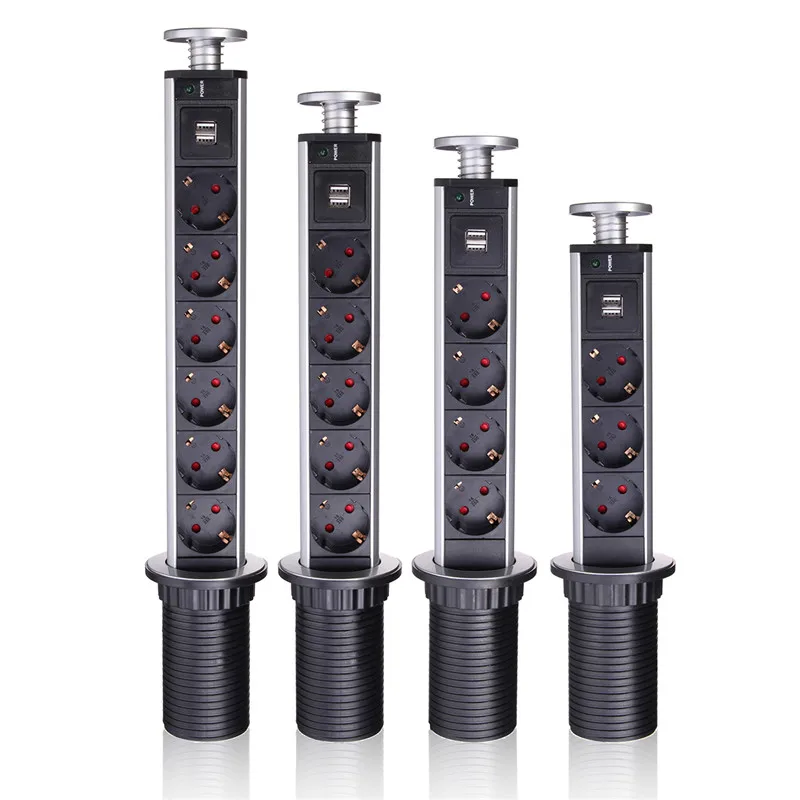 EU Plug 3/4/5 power Hidden Kitchen Table Pop Up Electrical Socket Power