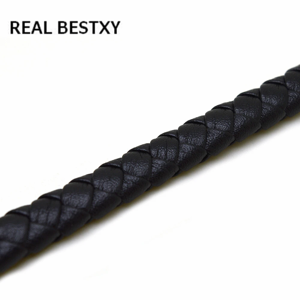 

REAL BESTXY 1m/lot Real Bangle Braided Leather Cord For Bracelet Making DIY Fashion Jewelry Fittings 12*6mm