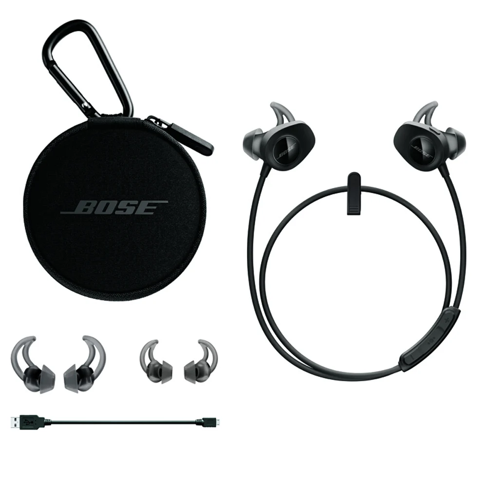 Bose наушники SoundSport, беспроводные Bluetooth наушники, спортивные наушники с защитой от пота, музыкальная гарнитура, встроенное управление с микрофоном