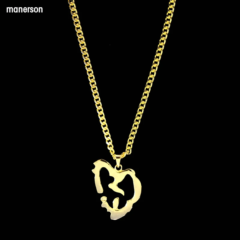 

Manerson 2018 New XXXTentacion rapper gold color pendant necklace men's Hip hop rock heart suspension jewelry
