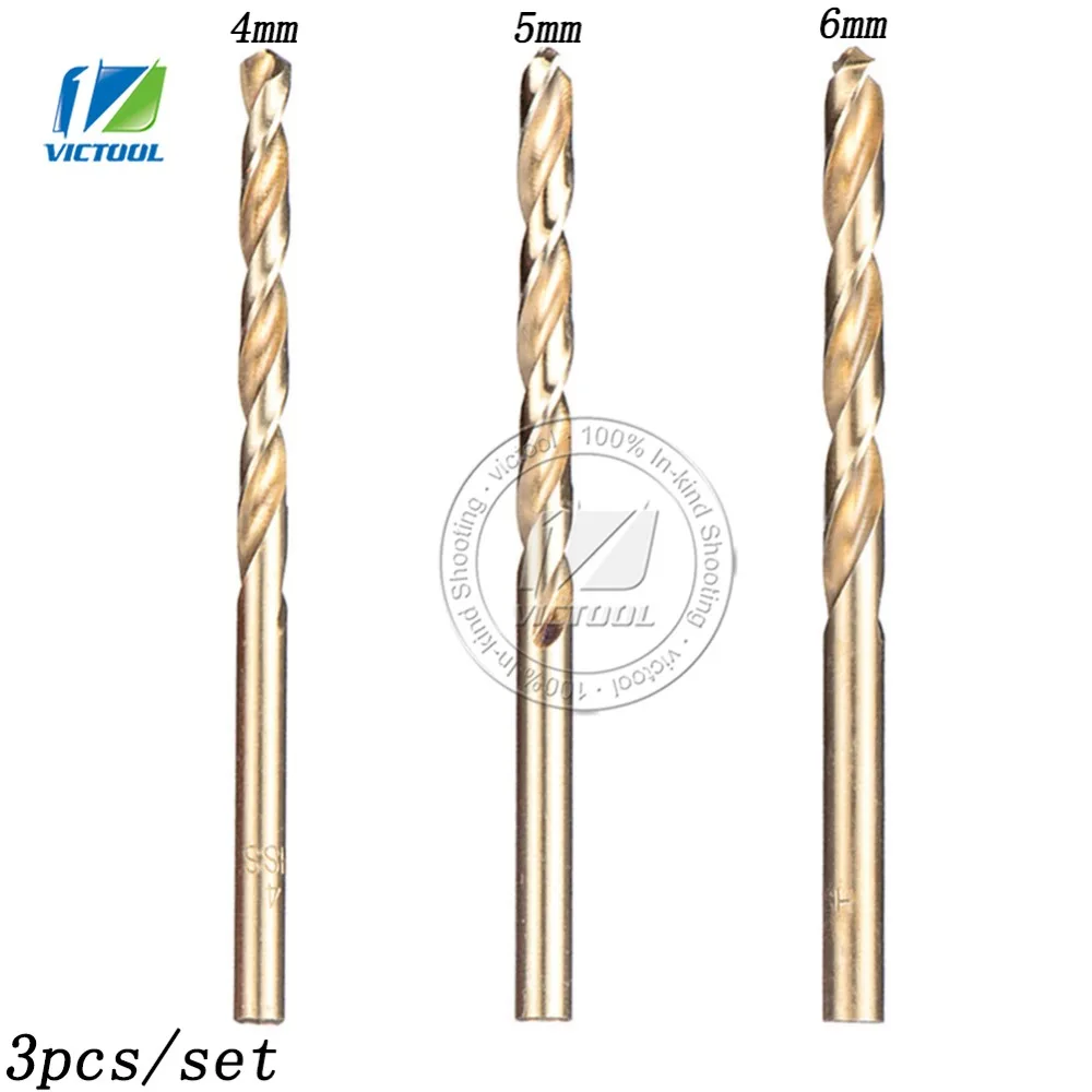 

Hot! 3Pcs/Set Twist Drill Bit Set HSS High Steel Titanium Coated Drill Woodworking Wood Tool High Speed Steel Twist Drill Bit