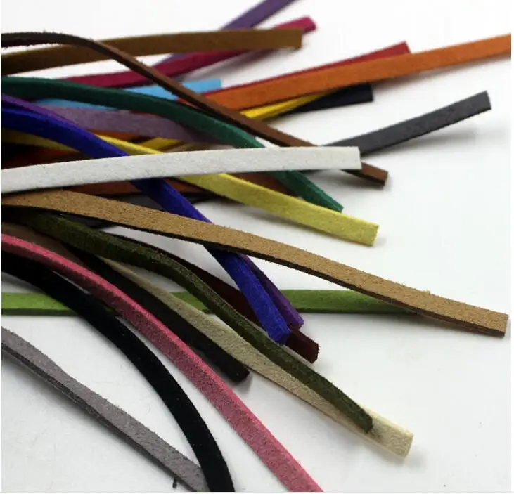 

Mixed Colour 3mm Flat Faux Suede Korean Velvet Leather Cord string Rope Thread Lace Findings