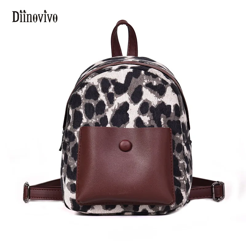 Diinovivo Leopard Print Small Backpacks For Women Ladies Mini Cute