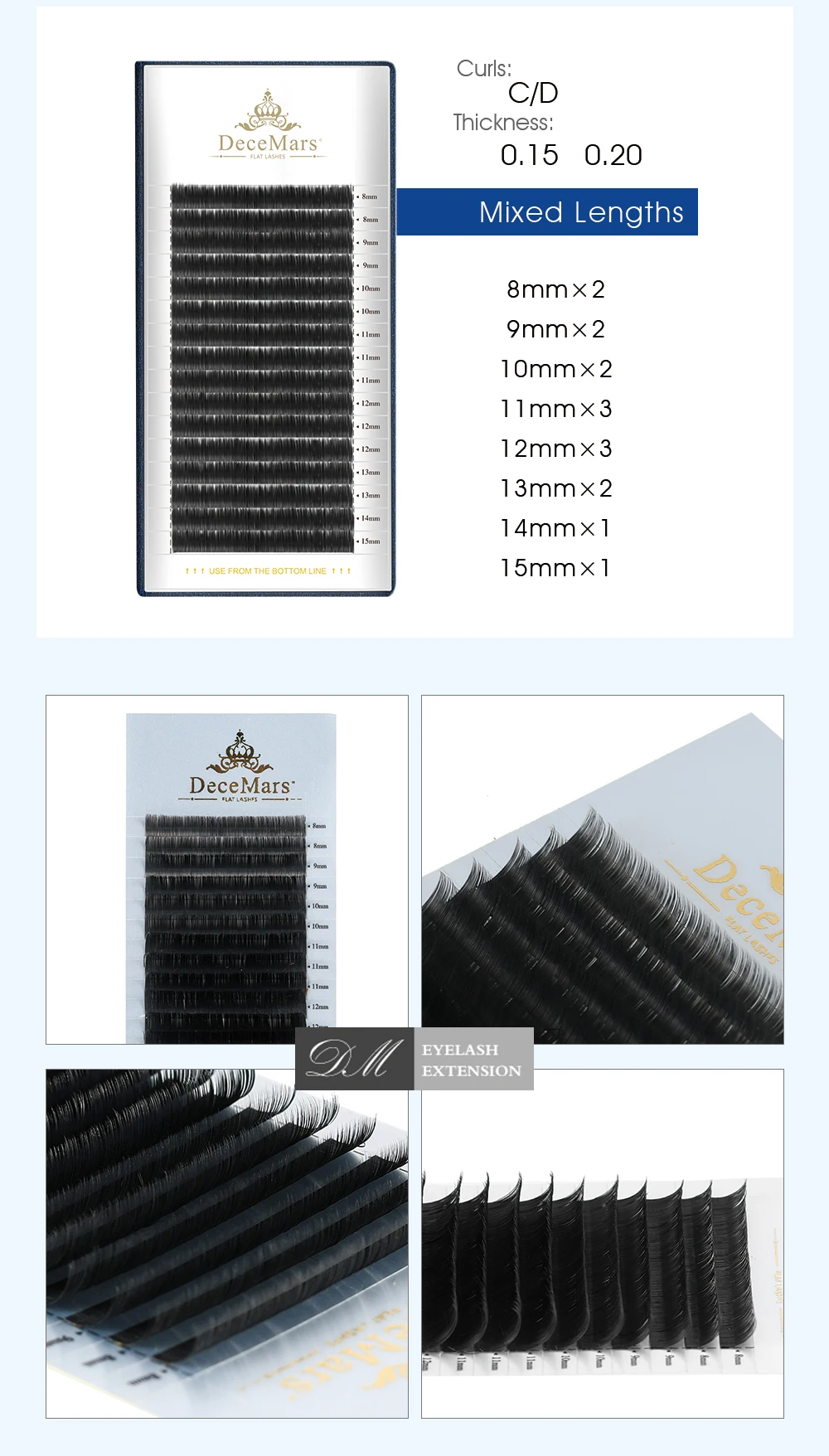 Extensões da Pestana Luz de Extensão dos Cílios Ellipse c Onda Plana Lash Indivíduo Cílios Vison Preto Decemars4trays - Set 0.15mm 4 High Quality Beleza e saúde