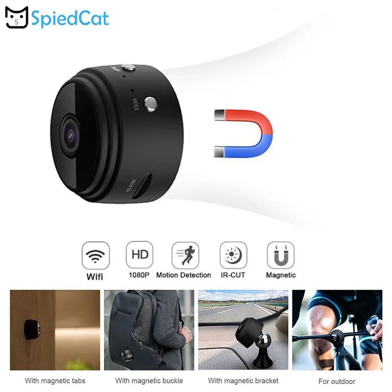 

Full HD 1080P IP WiFi Mini Round Camcorder Wireless Infrared Night Vision Camera Remote Control Suction Video-Recorder Sports DV