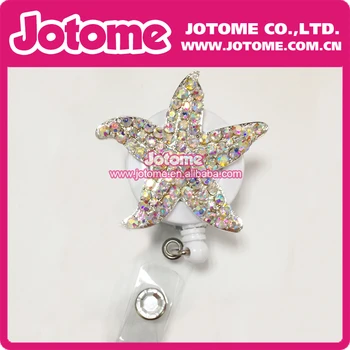 

Costume Jewelry Crystal Rhinestone AB Rhinestone Starfish Retractable Badge Reel/ ID Badge Holder