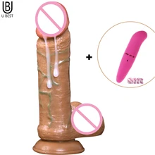 Realistic Dildo Super Soft Realistic Dildos Suction Cup Male Artificial Penis Big Dick Sex Toys for Woman With Vibrator Gift sound control rotating vibrator realistic huge dildo with suction cup male artificial penis dick masturbator sex toys for woman