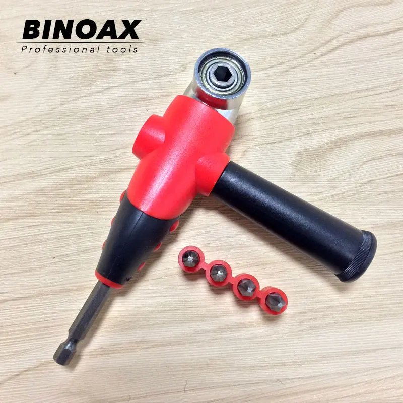

BINOAX 1/4" Magnetic Angle Bit Driver Adapter Screwdriver Adjustable Thumb Flange Off-Set Power Head Power Drill + Phillips Bits
