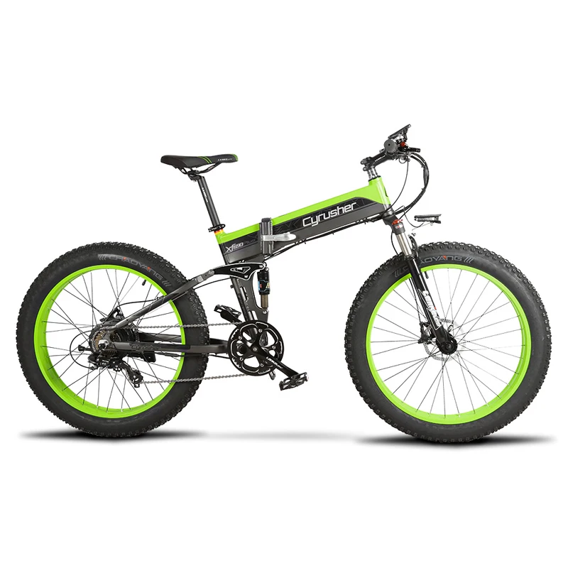 

Cyrusher 500W 48V 10AH Full Suspension frame Ebike XF690 Fat tire e-bike Folding Electric Bike With Computer Speedometer