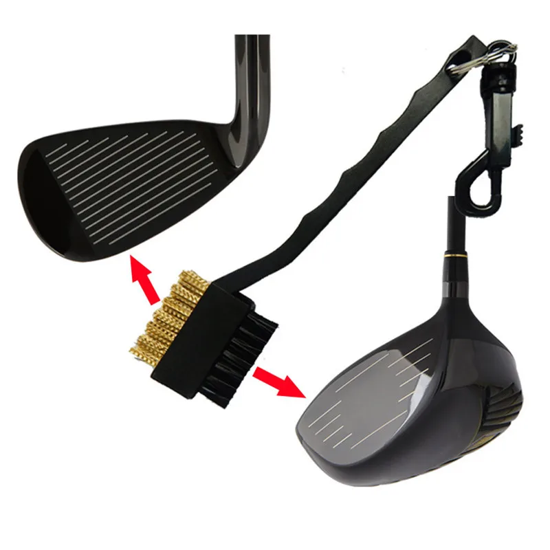 Качественная головка для гольфа многоцелевой Чистящая Щетка двухсторонняя с брелком для клюшка клиновидная очиститель кия для гольфа