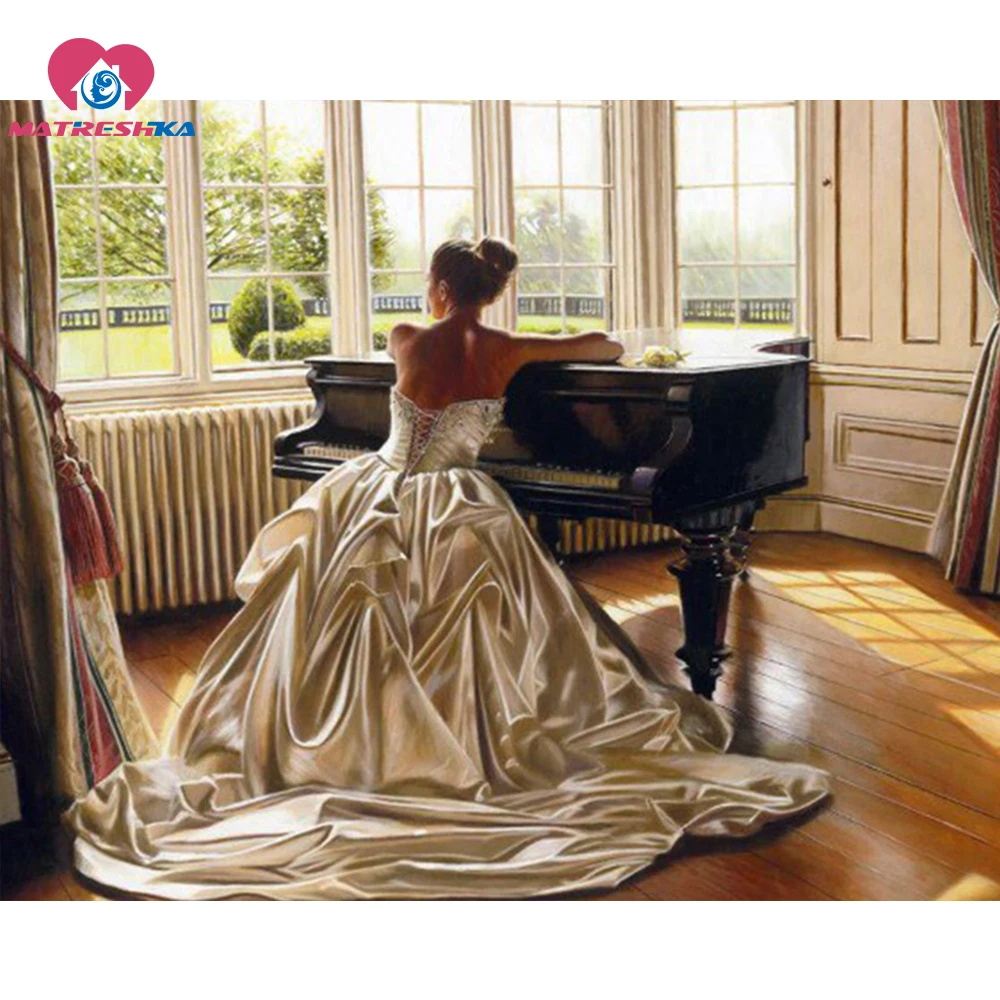 

5D Diamond Embroidery sale piano Girl DIY full drill Diamond Painting completely Picture Of Rhinestone Mosaic accessories sale