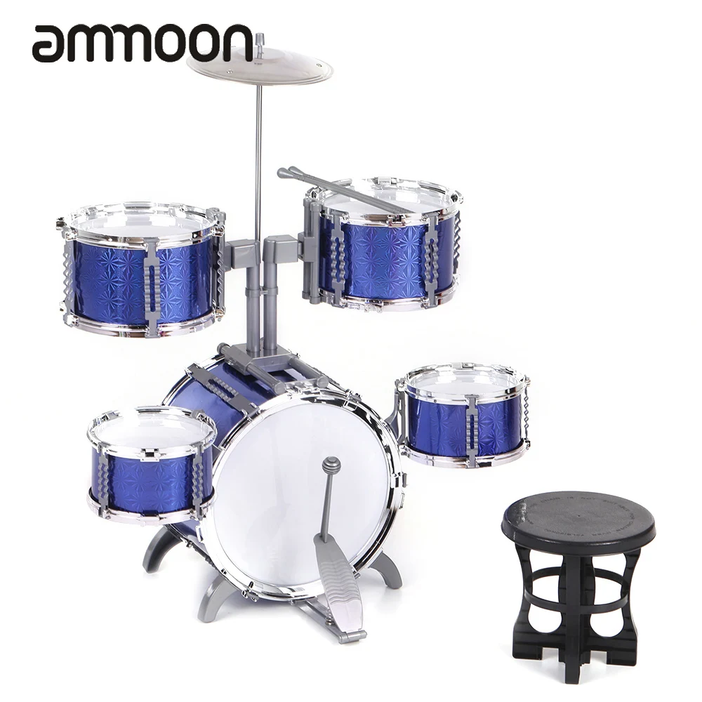 Compact Size Drum Set Children Kids Musical Instrument Toy 5 Drums with
