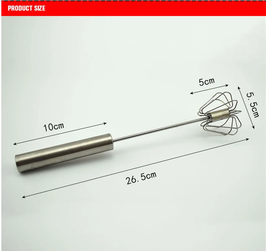10 дюймов Нержавеющая сталь полуавтоматическая венчики для взбивания яиц из нержавеющей стали, для выпечки Кухня яйцо ручной Давление смеситель Поворотный 08