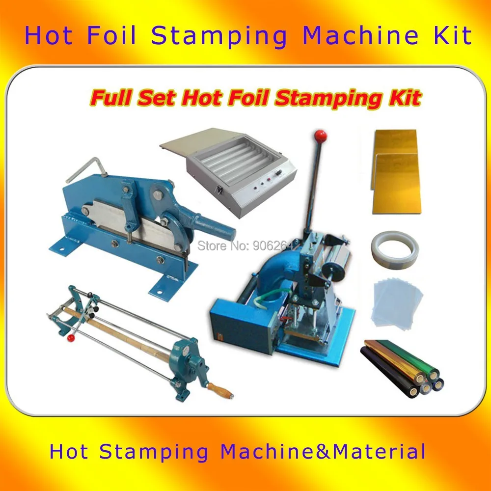 Комбинации полный набор горячих Фольга тиснения Бизнес выбивает DIY Подарочные карты bronzing машина + Материал