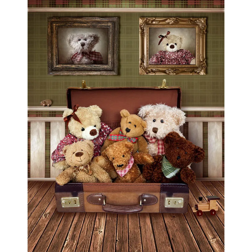 

Vinyl Photography Backdrop Customized Cartoon Bear Background Computer Printed Children Backdrops For Photo Studios S-2223