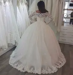 Robe de mariage 2017 белое кружевное бальное платье Свадебные платья длинный рукав средней длины Свадебные платья Robe de mariee vestidos de noiva