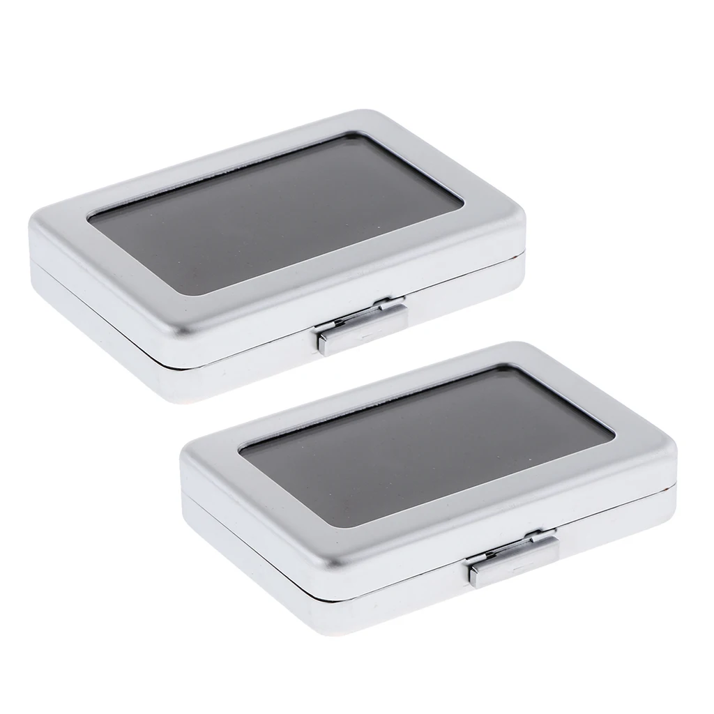 2Pcs Luxury Gemstone Gem Loose Diamond Storage Box Jewelry Organizer Case Double-Face Velvet Adjustable Pad