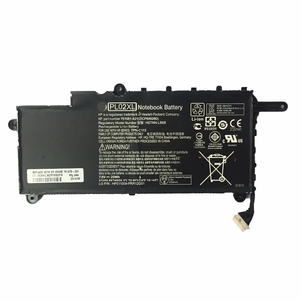 7,6 V 29WH PL02XL ноутбук Батарея для hp павильон 11-n x360 PL02XL 751681-421 HSTNN-LB6B TPN-C115