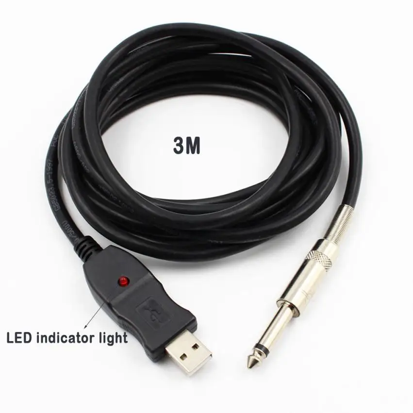 HIPERDEAL USB Guitar Cable USB Interface Male to 6.35mm 1/4 Mono Male