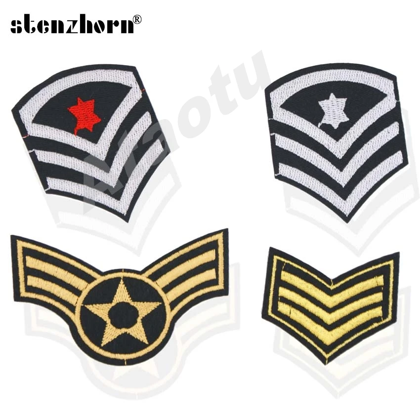 

(1PC) embroidered Police Star Army patches military tactical morale badge iron on or sew on patches for clothing