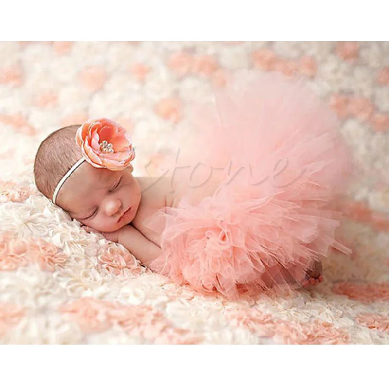 Новая Милая юбка-пачка для новорожденных девочек и повязка на голову, костюм для фотосессии - Цвет: 4