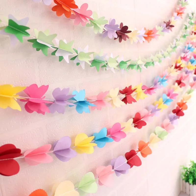 us 1 52 12 off 2 1meter wall hanging paper star garlands flower birthday string chain wedding decoration diy party decoration in party diy flower paper chain