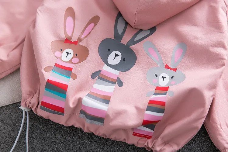 Fanfiluca  Autumn Baby Girls Coat Spring Children Outwear For Fashion Girls Zip Hooded Cartoon Rabbit Sport Coats For 3T Kids00013