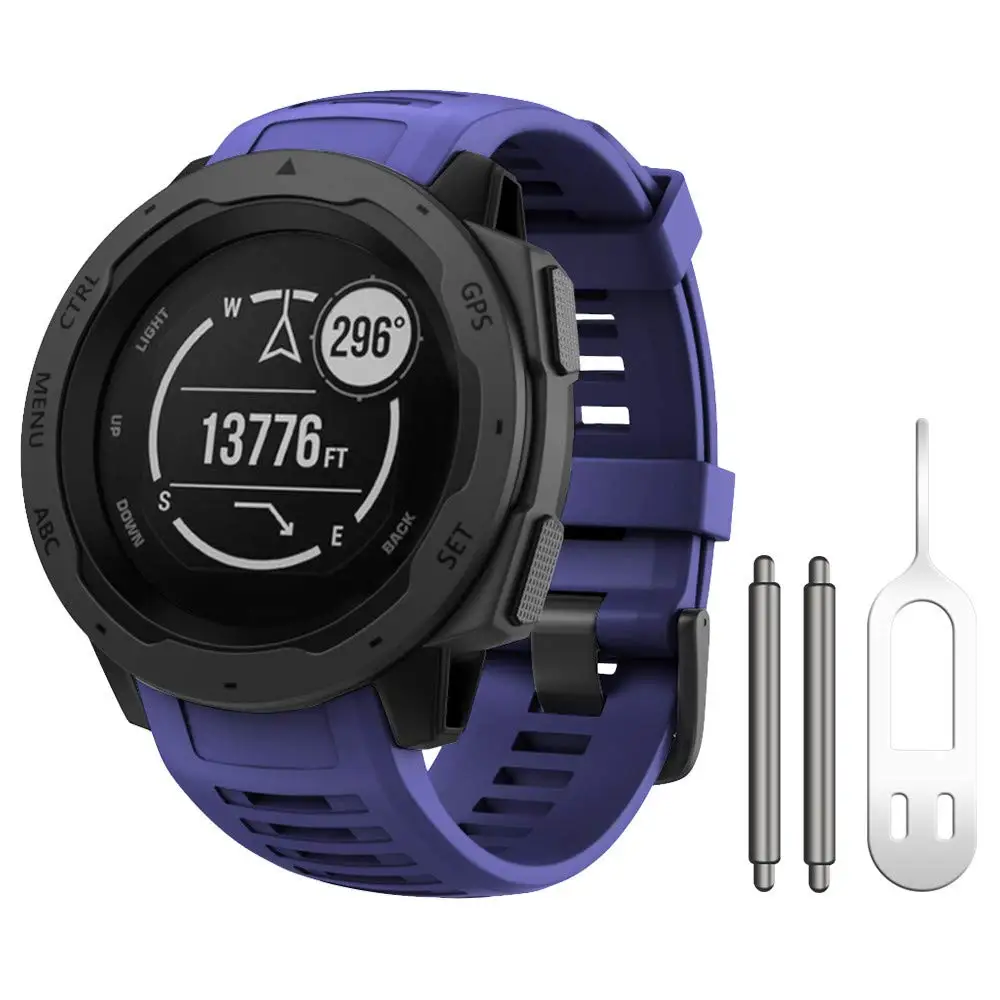 GXV мягкий силиконовый сменный ремешок для часов Quick Release ремешок для Garmin Instinct с адаптером инструменты - Цвет: Dark Blue