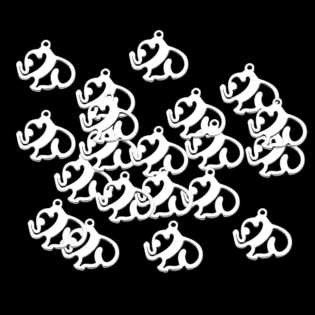 20-Pack Stainless Steel Pendants Elephant Shapes Charms for DIY Jewelry Making Necklaces Bracelets Earrings Accessories
