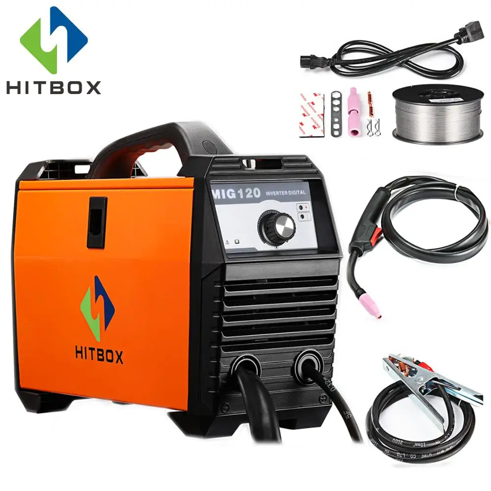 

HITBOX MIG120A No Gas Welding Machine MIG Welder Single Phase 220V With Light Weight Single Phase 220V Iron Welder