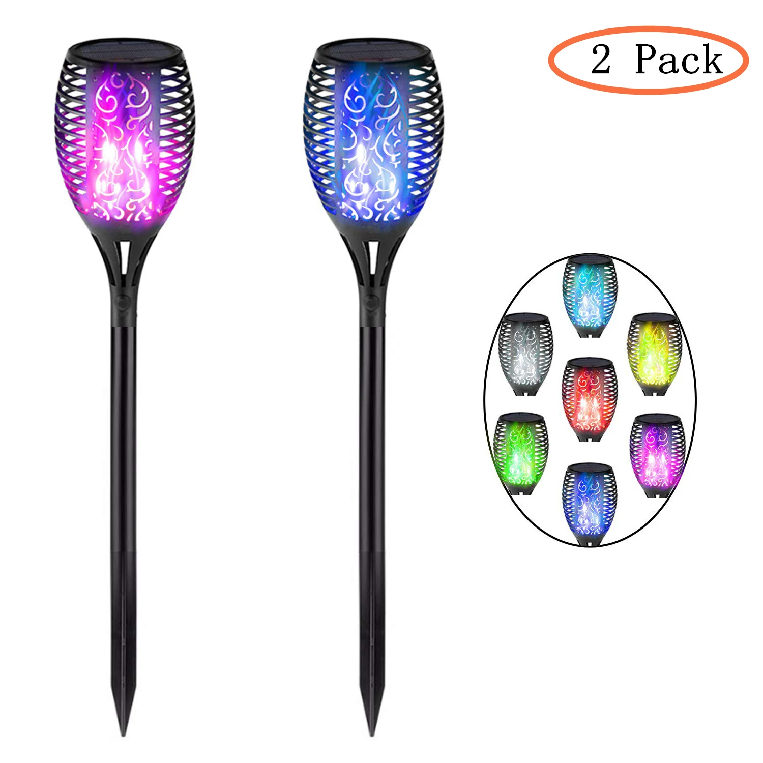 

Tiki Torch Solar Torch Light Outdoor Garden Light Changing Colors Garden Flickering Flame Lights Landscape Decoration Lawn Patio