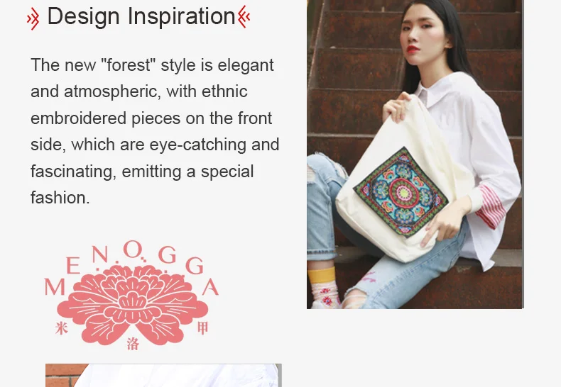MENOGGA хозяйственная сумка дизайн Вышивка цветочным узором Модный повседневный прочный большая вместительность белый холст сумка женская