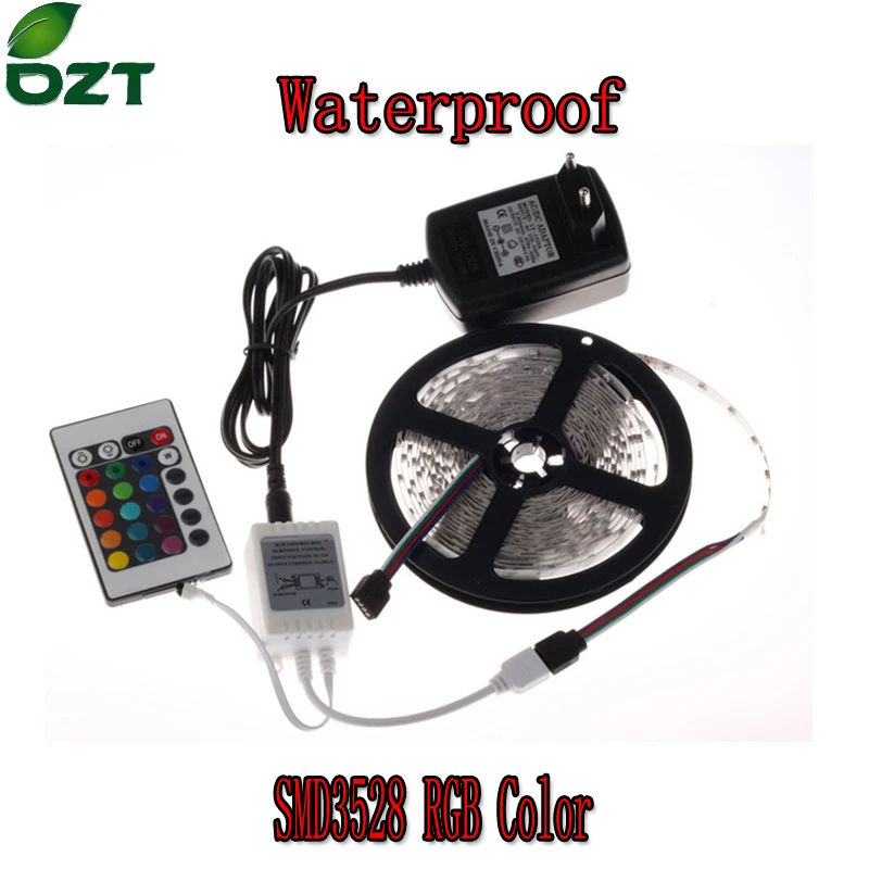

RGB LED Strip 5M 300Led 3528 SMD Waterproof + 24Key IR Remote Controller+12V 2A Power Adapter Flexible Light Led