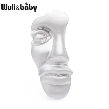 

Wuli&baby Silver Color Half Face Brooches For Women And Men 3 Colors 2019 New Fashion Brooch Pins Gifts