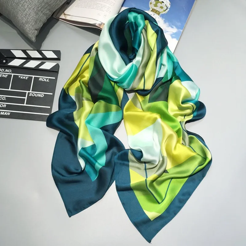 Роскошный бренд, женский шелковый шарф, дизайнерские клетчатые летние пляжные шали и платки, женские шарфы, накидка для пляжа из чистого шелка - Цвет: C2