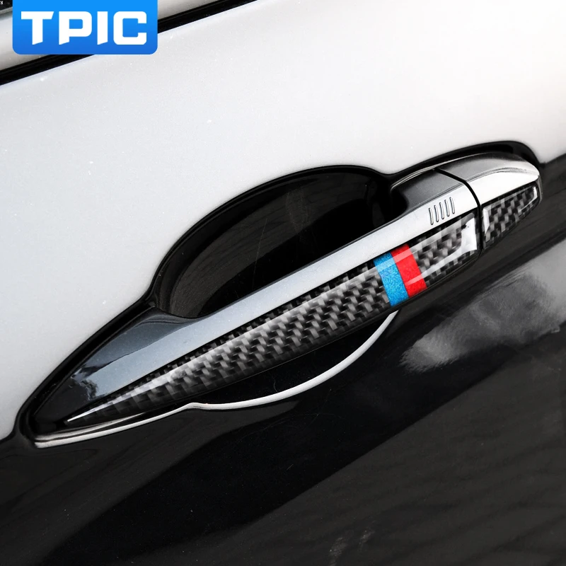 TPIC для BMW X5 X6 F15 X1 2 серии Touring настоящий углерод волокно дверные ручки стикеры
