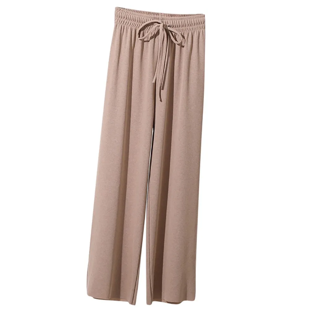 

Fashion Women Leisure High Waist Trousers Loose Pants Pure Color Ninth Pants #4
