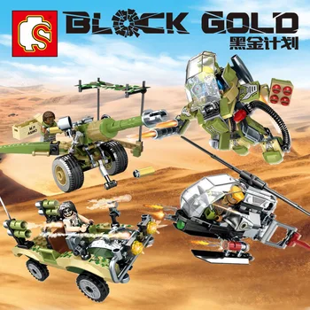

SD Model Building Compatible SD11612-15 4 in 1 369Pcs Model Building Kits Classic Toys Hobbies Block Gold