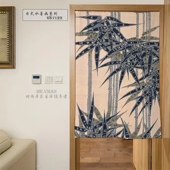 

Nice Curtains Japan Style Wash Painting Plants Pattern Door Curtain Polyesster Mouldproof Home Decorative Partition 85x120cm