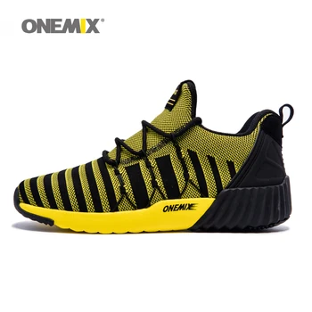 

ONEMIX Winter Men's Running Shoes Autumn Weaving Sport Sneakers Shoes Increasing height Men Jogging Shoe Yellow Outdoor Sneakers