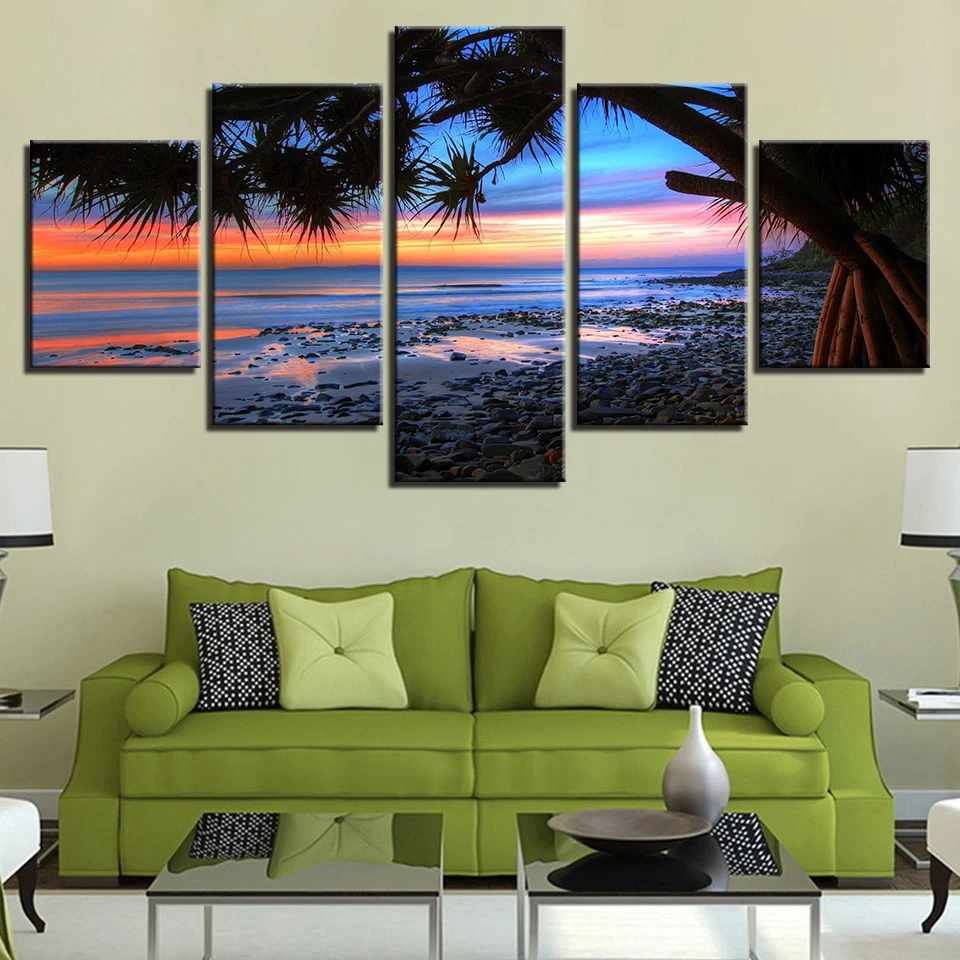 

Modern Canvas Painting HD Prints Home Decor 5 Pieces Wall Art Sunrise Modular Living Room Pictures Sea Landscape Artwork Poster